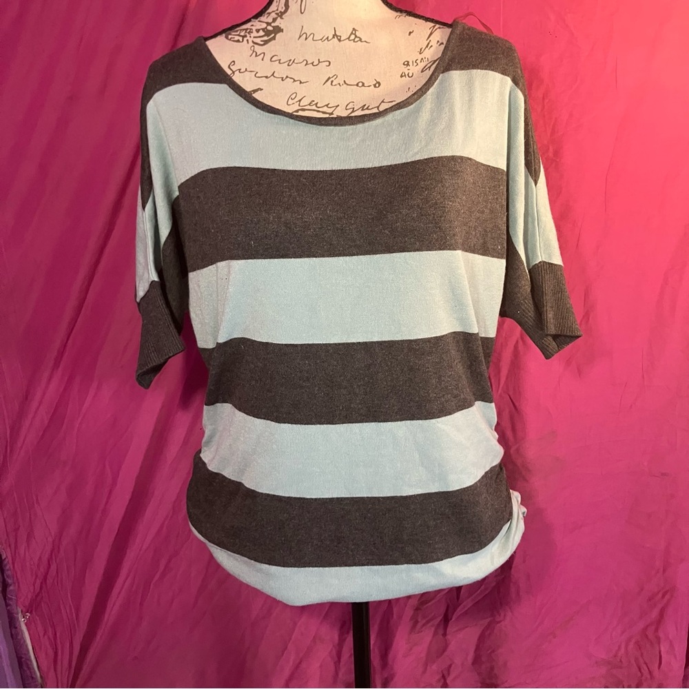 Striped Gray and Blue Women's Top